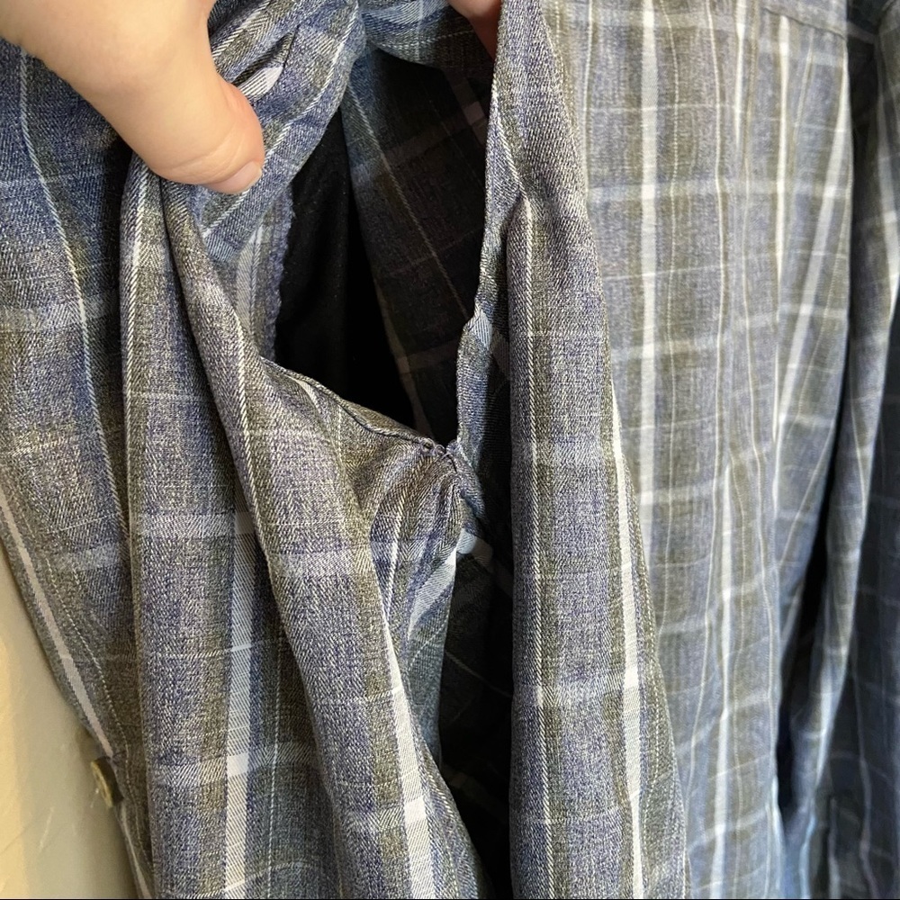 Wrangler Outdoors Long Sleeve Plaid Utility Shirt with Roll Up Sleeves Button L - Picture 10 of 12